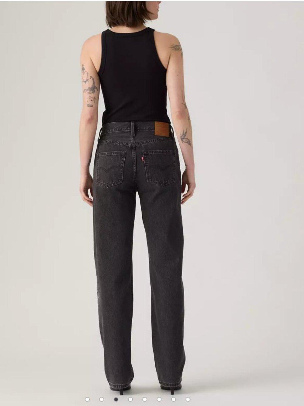 LEVI'S '90s 100% Cotton Studded High Rise Straight Leg Bejeweled Black Jeans 26 - Picture 3 of 11